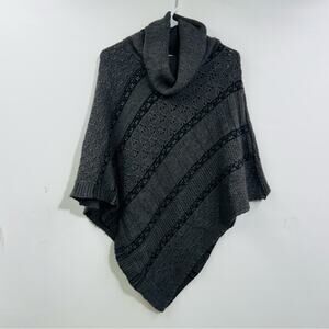 Lineamaglia Sweater Poncho Gray Wool Mohair Blend Cowl‎ Neck Made in Italy OS